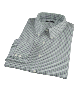 Green and Blue Mini Gingham Custom Dress Shirt 