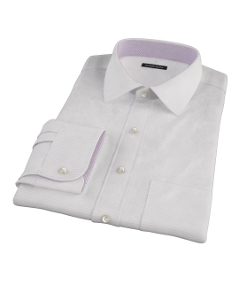 140s Lavender Wrinkle Resistant Grid Fitted Dress Shirt 