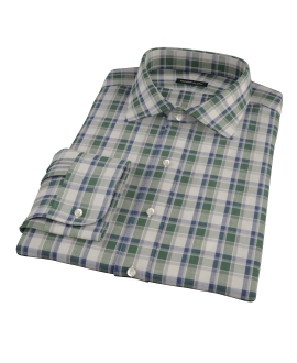 Green Brushed Twill Plaid Fitted Shirt 
