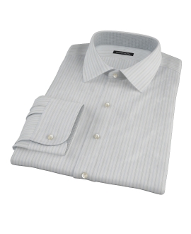 Light Blue Gray Dobby Stripe Custom Dress Shirt 