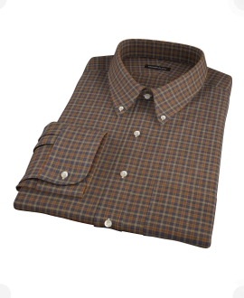 Brown Tartan Men's Dress Shirt 