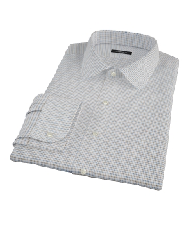 Coffee & Blue Check Men's Dress Shirt 