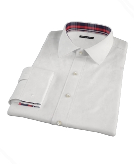 White Wrinkle Resistant Mini Herringbone Custom Dress Shirt 
