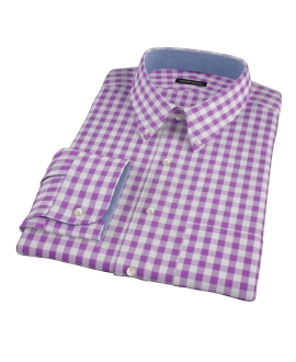 Lavender Large Gingham Fitted Dress Shirt 