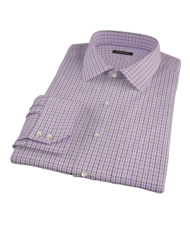 Lavender and Brown Mini Gingham Dress Shirt 