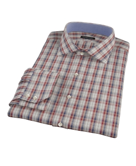 Maroon and Blue Plaid Men's Dress Shirt 