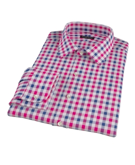 Red and Navy Multi Gingham Men's Dress Shirt 