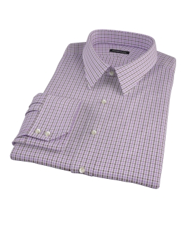 Lavender and Brown Mini Gingham Men's Dress Shirt 
