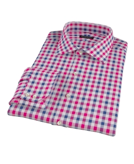 Red and Navy Multi Gingham Fitted Dress Shirt 