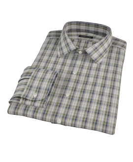 Green and Blue Plaid Fitted Shirt 