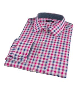 Red and Navy Multi Gingham Custom Dress Shirt 