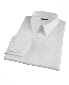 White Wrinkle Resistant Cavalry Twill Custom Dress Shirt 