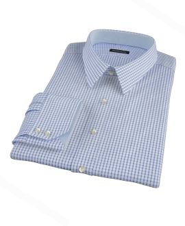 Greenwich Blue Grid Fitted Dress Shirt 