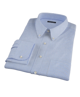 Royal Blue Small Grid Fitted Dress Shirt 