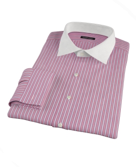 Cranberry and Blue Multi-Stripe Custom Dress Shirt 