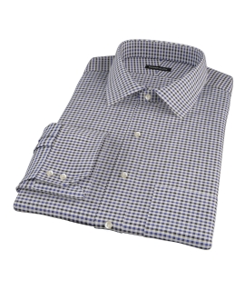Blue and Black Gingham Twill Fitted Shirt 