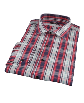 Large Red and Blue Plaid Men's Dress Shirt 