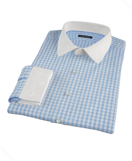 Light Blue Gingham Men's Dress Shirt 