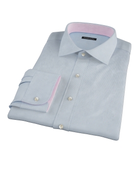 Albini Light Blue Mini Check Fitted Dress Shirt 