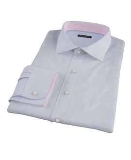 Albini Blue White Fine Stripe Men's Dress Shirt 