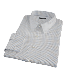 Coffee & Blue Check Men's Dress Shirt 