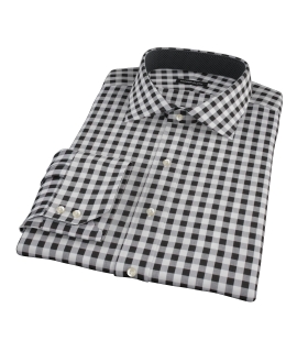 Black Large Gingham Fitted Shirt 