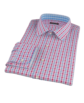 Light Blue and Red Gingham Custom Made Shirt 