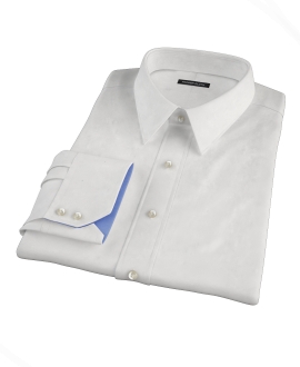 White Wrinkle Resistant Cavalry Twill Men's Dress Shirt 