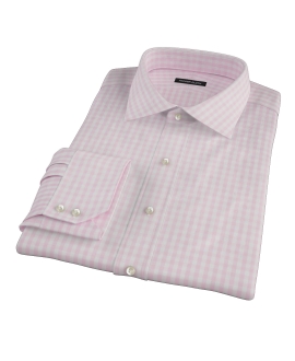 Pale Pink Gingham Fitted Dress Shirt 