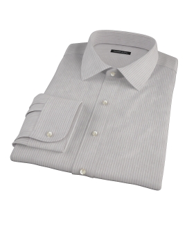 Clove Brown End-on-End Stripe Fitted Dress Shirt 
