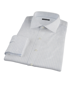 Albini Light Blue Satin Stripe Custom Dress Shirt 