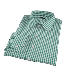 Veridian Green Gingham Fitted Dress Shirt 