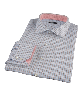 Light Blue and Brown Mini Gingham Dress Shirt 