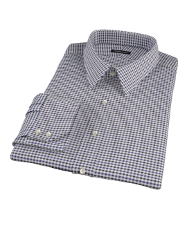 Blue and Black Gingham Twill Fitted Dress Shirt 