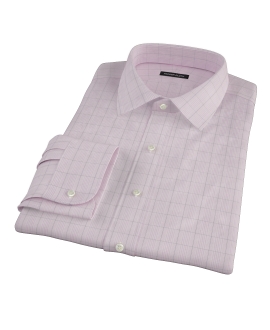 Pink Black Window Grid Fitted Dress Shirt 