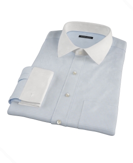 100s Pale Blue Mini Gingham Custom Made Shirt 