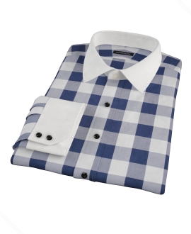 Extra Large Navy Gingham Dress Shirt 