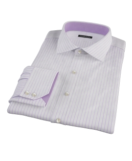 Albini Lavender Satin Stripe Custom Dress Shirt 