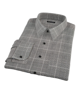 Heavy Black Houndstooth Men's Dress Shirt 
