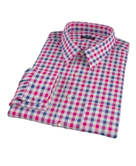 Red and Navy Multi Gingham Fitted Shirt 