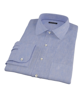 Light Blue Linen-Effect Fitted Shirt 
