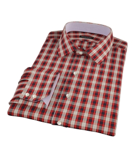 Mandarin Orange Plaid Fitted Shirt 