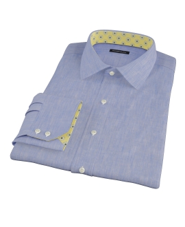 Light Blue Linen-Effect Fitted Shirt 