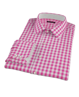 Pink Large Gingham Fitted Dress Shirt 