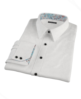 White Wrinkle Resistant Cavalry Twill Custom Made Shirt 