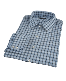 Thompson Light Blue Plaid Fitted Dress Shirt 