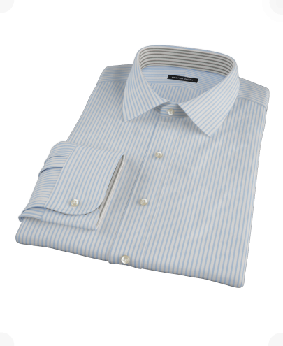 Light Blue University Stripe Pinpoint Fitted Dress Shirt 
