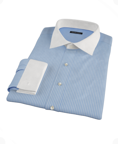 Blue White Stripe Broadcloth Men's Dress Shirt 