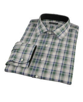 Green Brushed Twill Plaid Men's Dress Shirt 