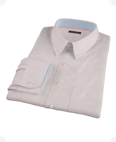 Pink University Stripe Pinpoint Custom Dress Shirt 